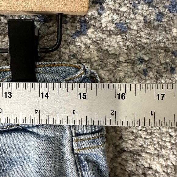 Zara Jeans Womens 10 Light Wash The Dreed Flare Raw Hem Distressed Denim Cropped - Picture 2 of 9